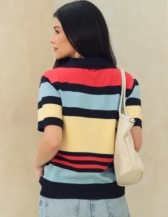 BLUSA FEMININA SIMIONE EM TRICÔ COM GOLA POLO E BOTÕES - Amarelo