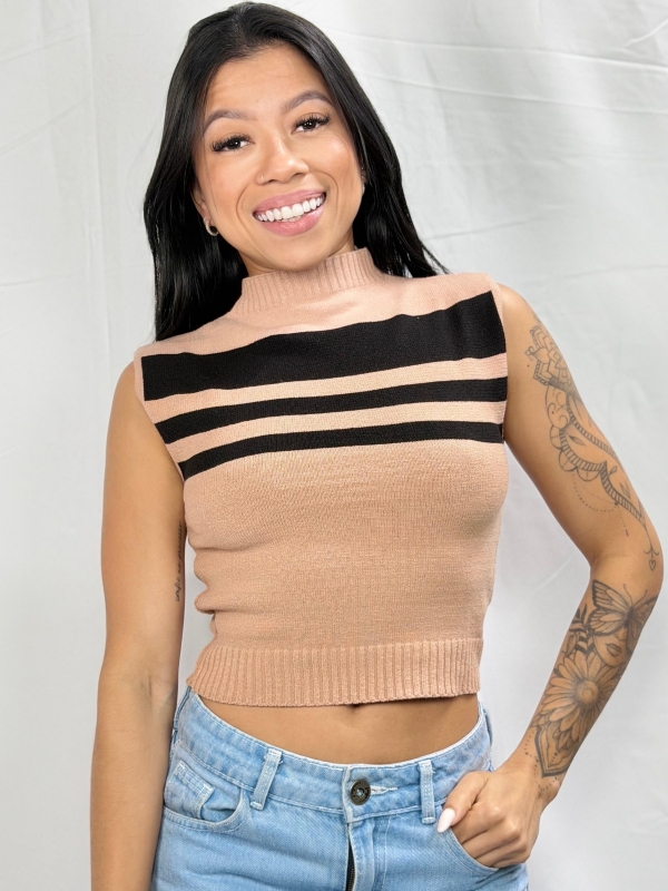 CROPPED CRIS EM TRICÔ - Bege