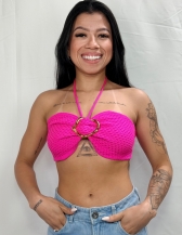 CROPPED BRISA EM TRICÔ TEXTURIZADO  - Rosa