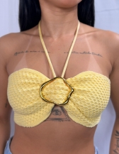 CROPPED BRISA EM TRICÔ TEXTURIZADO  - Amarelo