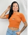 CROPPED 2 PEÇAS EM TRICÔ CANELADO COM SOBREPOSIÇÃO - Laranja
