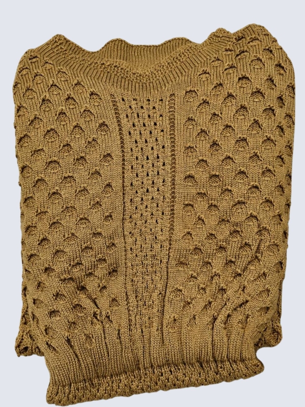 VESTIDO VIENA EM TRICÔ RENDADO COM FORRO - Caramelo