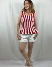 REGATA DE TRICOT MODAL | MODELAGEM BALONÊ - Vermelho