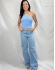 CROPPED FRENTE ÚNICA EM TRICÔ COM AMARRAÇÃO NO PESCOÇO - Azul Bêbe