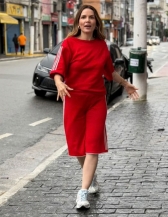 CONJUNTO URBAN EM TRICÔ – BLUSA E BERMUDA - Vermelho