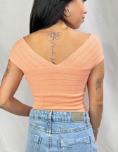 BODY MAUTÊ EM TRICÔ COM DECOTE TRANSPASSADO - Laranja