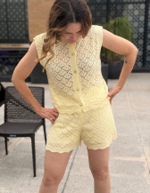 CONJUNTO ESTER RENDADO – COLETE E SHORT - Amarelo