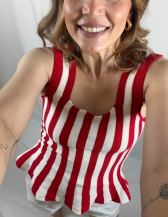 REGATA DE TRICOT MODAL | MODELAGEM BALONÊ - Vermelho