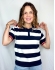 BLUSA NÁUTICA POLO LISTRADA COM GOLA CONTRASTANTE - Azul Marinho
