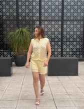 CONJUNTO ESTER RENDADO – COLETE E SHORT - Amarelo