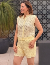 CONJUNTO ESTER RENDADO – COLETE E SHORT - Amarelo