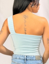 BODY GOLA DE UM OMBRO SÓ - Azul Bêbe