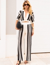 CONJUNTO TAÍSIA | TRICÔ - Branco Listrado