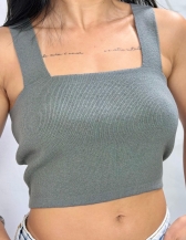 CROPPED MOON EM TRICÔ COM ALÇAS LARGAS - Cinza