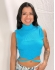CROPPED AMARRAÇÃO EM TRICÔ CANELADO COM GOLA ALTA - Azul bêbe