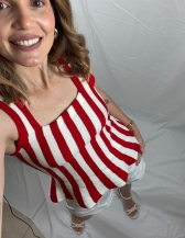 REGATA DE TRICOT MODAL | MODELAGEM BALONÊ - Vermelho