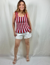 REGATA DE TRICOT MODAL | MODELAGEM BALONÊ - Vermelho / Azul Bebê