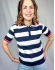 BLUSA NÁUTICA POLO LISTRADA COM GOLA CONTRASTANTE - Azul Marinho