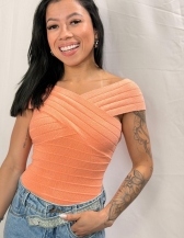 BODY MAUTÊ EM TRICÔ COM DECOTE TRANSPASSADO - Laranja