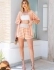 CONJUNTO MISSONE DE TRICÔ COM KIMONO E SHORTS - Laranja Listrado
