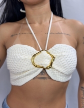CROPPED BRISA EM TRICÔ TEXTURIZADO  - Branco