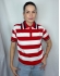 BLUSA NÁUTICA POLO LISTRADA COM GOLA CONTRASTANTE - Vermelho