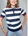 BLUSA NÁUTICA POLO LISTRADA COM GOLA CONTRASTANTE - Azul Marinho