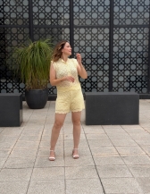 CONJUNTO ESTER RENDADO – COLETE E SHORT - Amarelo