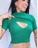 CROPPED 2 PEÇAS EM TRICÔ CANELADO COM SOBREPOSIÇÃO - Verde