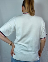 BLUSA AMELIA EM TRICÔ COM DETALHES CONTRASTANTES - Branco