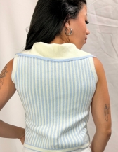 REGATA POLO LISTRADA - Azul Bêbe
