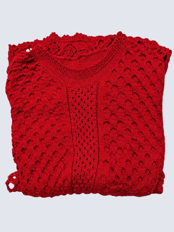 VESTIDO VIENA EM TRICÔ RENDADO COM FORRO - Vermelho