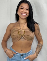 CROPPED BRISA EM TRICÔ TEXTURIZADO  - Bege
