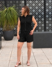 CONJUNTO ESTER RENDADO – COLETE E SHORT - Preto