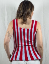 REGATA DE TRICOT MODAL | MODELAGEM BALONÊ - Vermelho / Azul Bebê