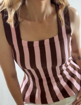 REGATA DE TRICOT MODAL | MODELAGEM BALONÊ - Marrom / Rosa Bebê