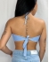 CROPPED BRISA EM TRICÔ TEXTURIZADO  - Azul