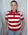 BLUSA NÁUTICA POLO LISTRADA COM GOLA CONTRASTANTE - Vermelho