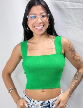 CROPPED MOON EM TRICÔ COM ALÇAS LARGAS - Verde