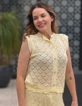 CONJUNTO ESTER RENDADO – COLETE E SHORT - Amarelo