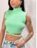 CROPPED AMARRAÇÃO EM TRICÔ CANELADO COM GOLA ALTA - Verde Água