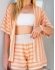 CONJUNTO MISSONE DE TRICÔ COM KIMONO E SHORTS - Laranja Listrado