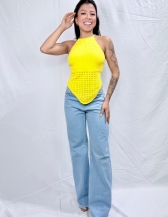 CROPPED TRIÂNGULO DE BICO - Amarelo