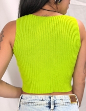 CROPPED BRUNA CANELADO SEM MANGAS - Verde