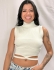 CROPPED AMARRAÇÃO EM TRICÔ CANELADO COM GOLA ALTA - Branco