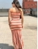 CONJUNTO NÁUTICO LISTRADO DE CROPPED E SAIA LONGA - Laranja Listrado