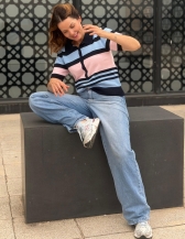 BLUSA FEMININA SIMIONE EM TRICÔ COM GOLA POLO E BOTÕES - Rosa Bebê