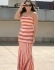 CONJUNTO NÁUTICO LISTRADO DE CROPPED E SAIA LONGA - Laranja Listrado