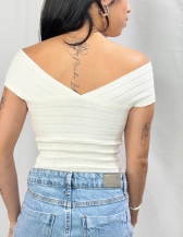 BODY MAUTÊ EM TRICÔ COM DECOTE TRANSPASSADO - Branco