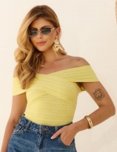 BODY MAUTÊ EM TRICÔ COM DECOTE TRANSPASSADO - Amarelo
